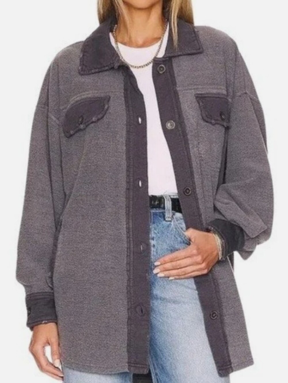 Free People Ruby Jacket Washed Black Large